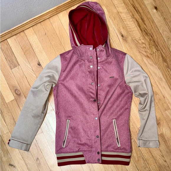 Empyre Stylish red and Beige Hooded VarsityJacket - Picture 8 of 8